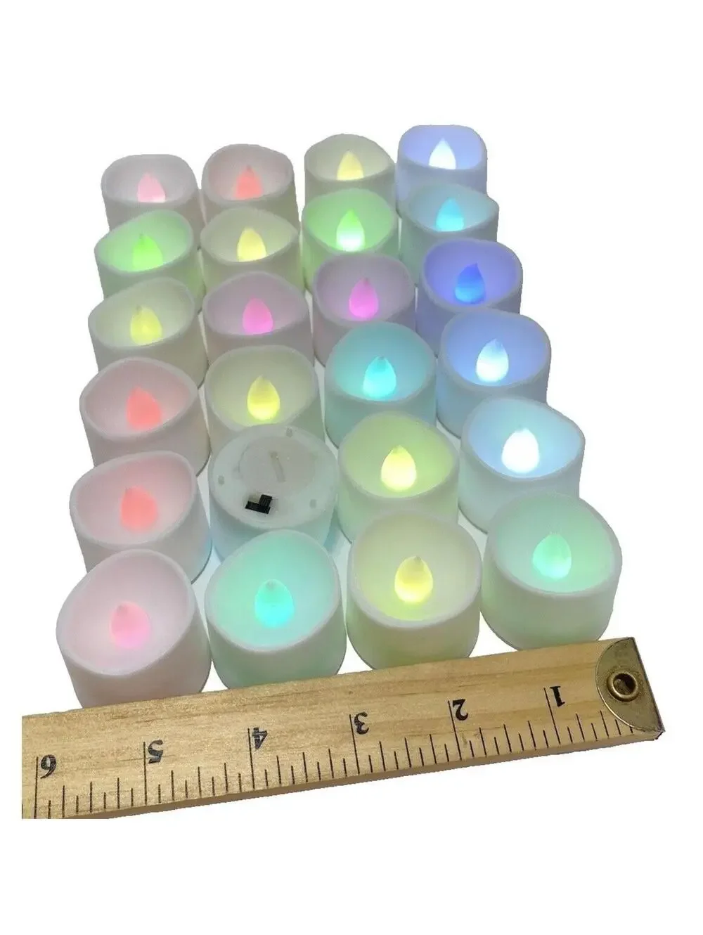 LED Tea Light Candles Multi-Colour Set of 24 Mini Candle Lights Red, Blue, Green